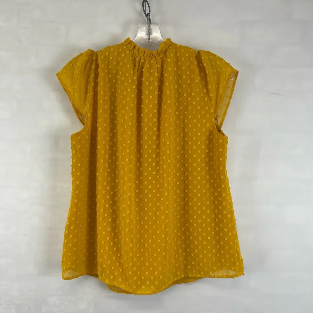 J.Crew Ruffle Swiss Dot Sleeveless Blouse Yellow Mustard XS New NWT Textured Top